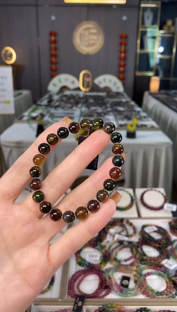 未镶嵌老矿碧玺黑糖净体单圈手串8mm+碧玺dan多样性发货一条