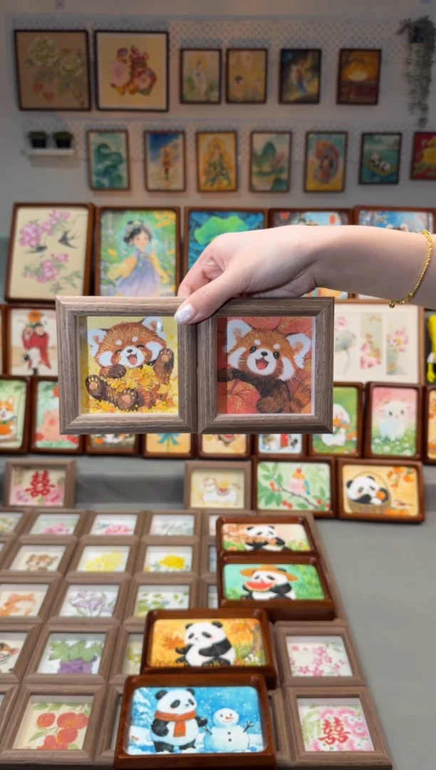 国画小熊猫一对  手绘国画11