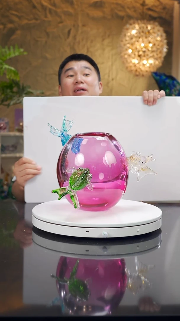 摆件设计款金红金鱼花瓶摆件