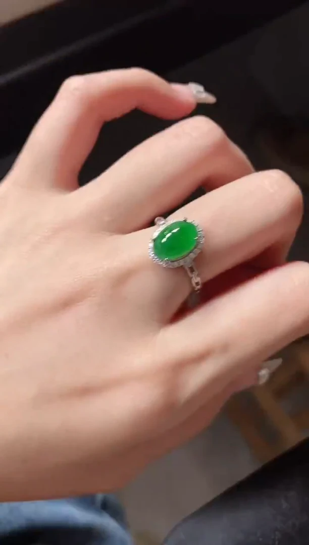 银S925镶嵌戒指翡翠51511