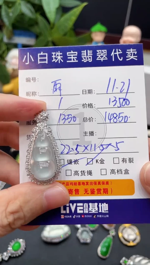 吊坠(不含链)18K金镶嵌翡翠雨*吊坠