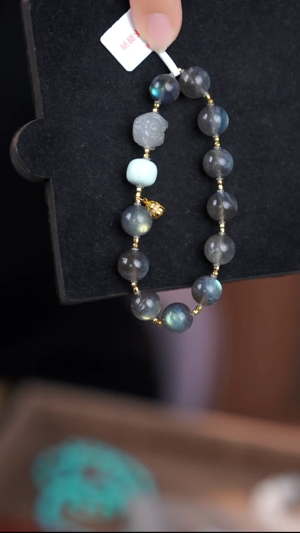 银S925镶嵌手链长石@