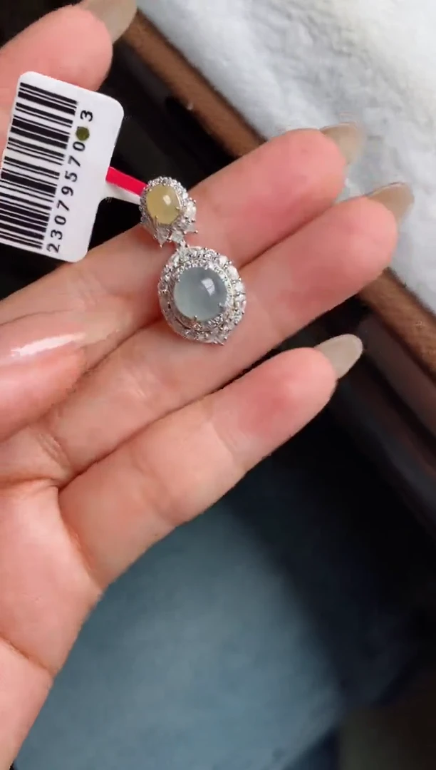 银S925镶嵌戒指翡翠天然A货翡翠