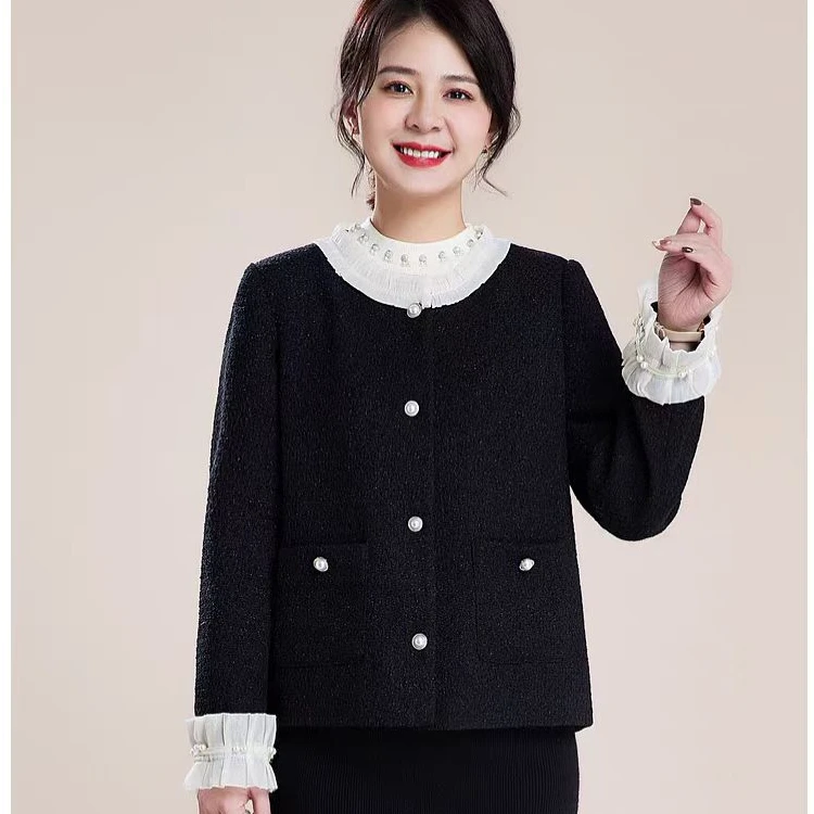 气质小众设计感黑色名媛小香风百搭短外套W219