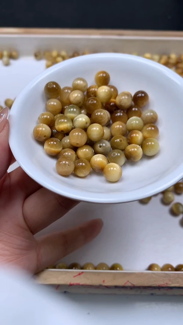 未镶嵌散珠硅化玉B2218 金 虎 眼8mm10个6.8元