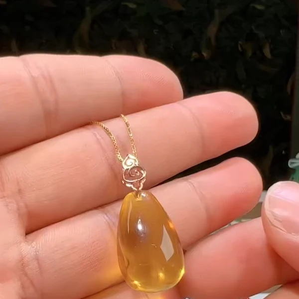 琥珀颈饰银S925镶嵌 JM07007