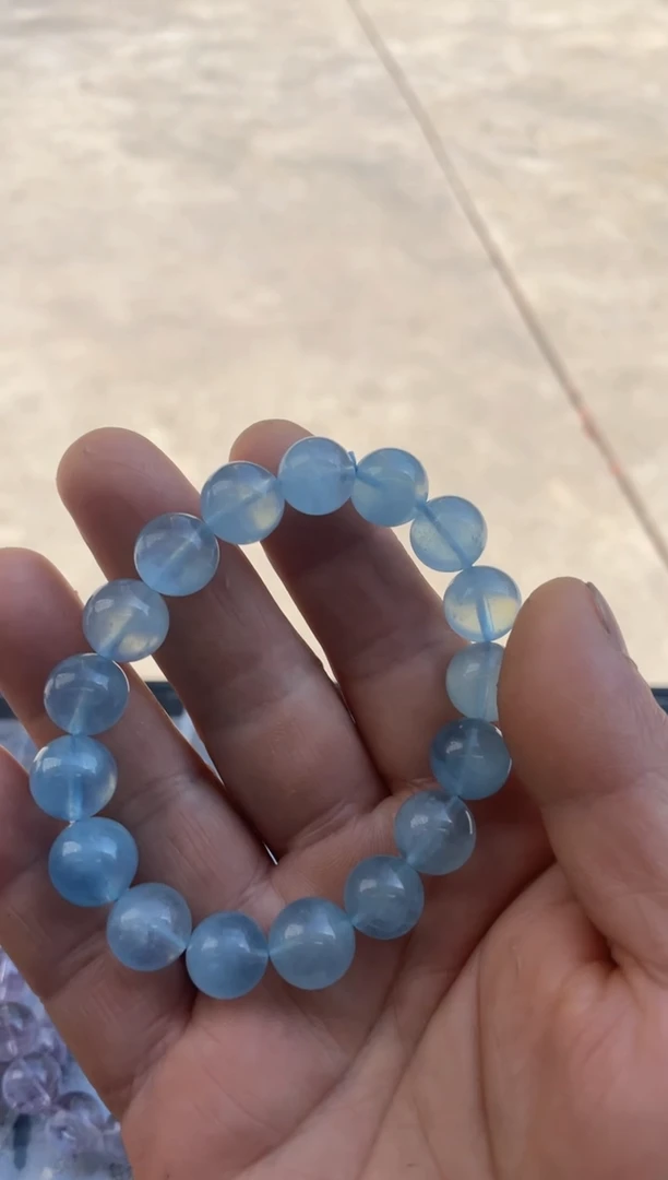 【闪购商品】水晶珠子手串未镶嵌卡12mm左右珠子手串海蓝宝