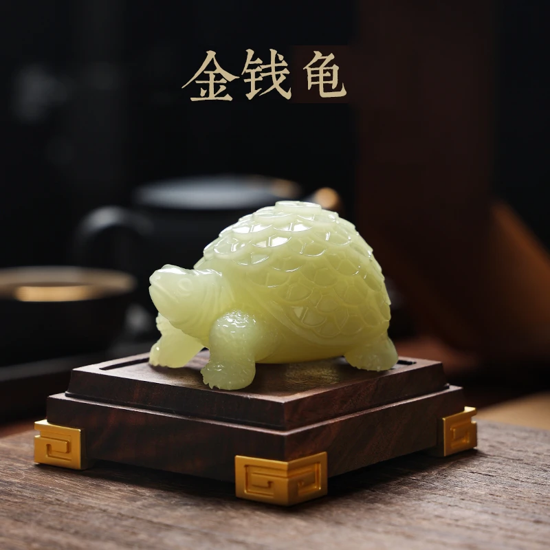 天然玉石金钱龟摆件家居装饰玄关客厅电视柜茶宠书房书桌高档摆设