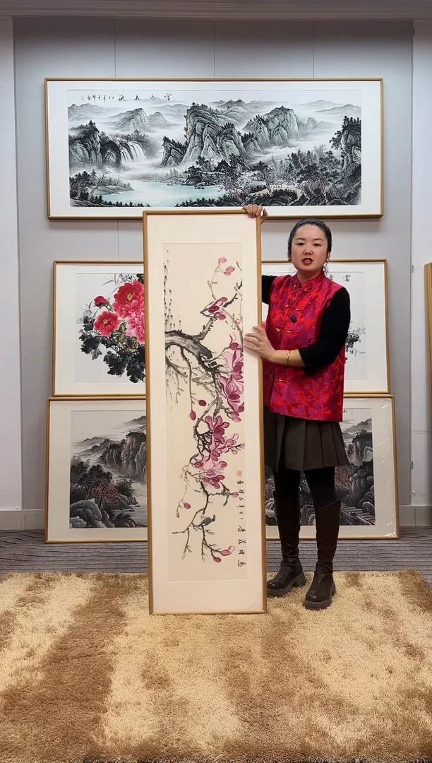 国画手绘玉兰162*47尺寸