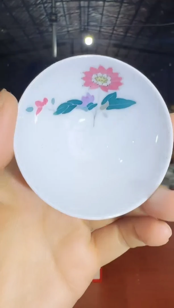 042函夏非遗釉下五彩菊花普洱杯