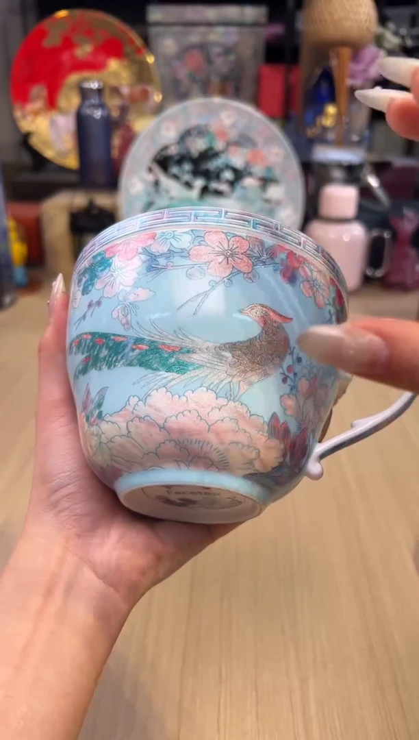 140灵羽和鸣带盖早餐杯-蓝色