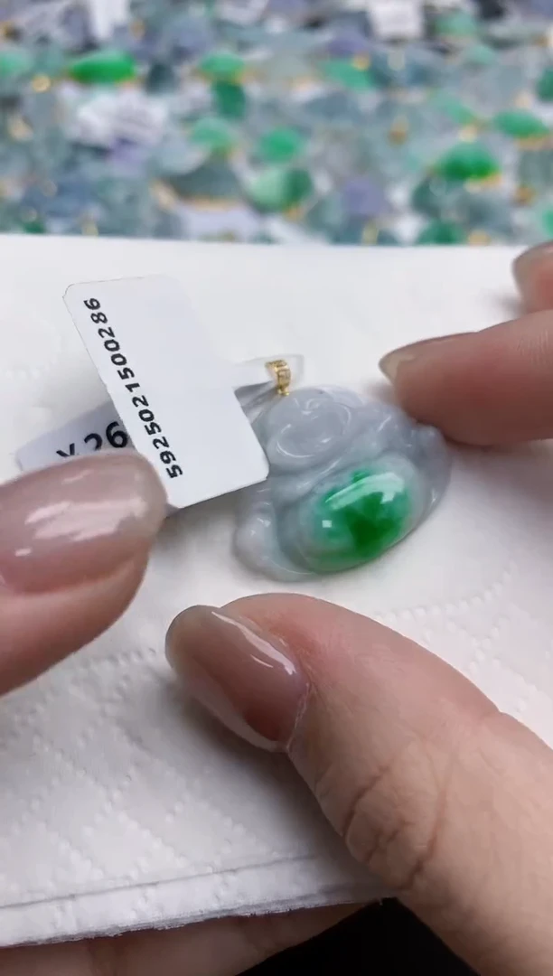 【闪购商品】翡翠颈饰18K金镶嵌天然缅甸翡翠A货