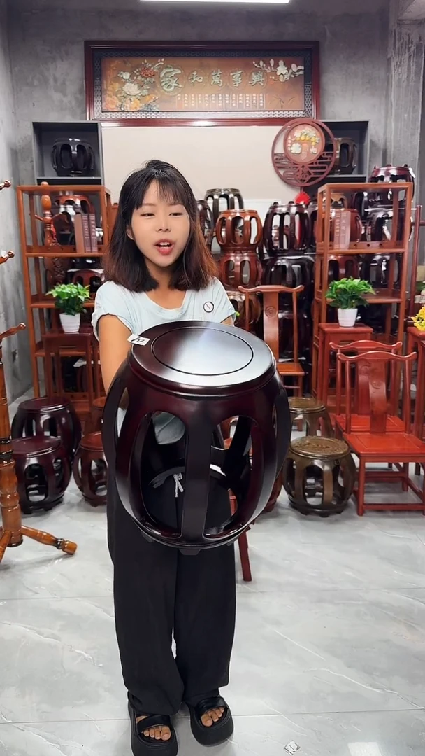 花梨木类家具【微瑕】酸枝色大号鼓凳单个10号
