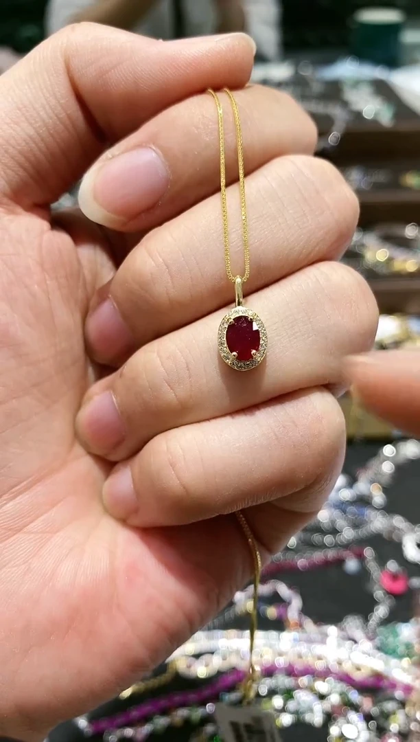 【闪购商品】红宝石颈饰银S925镶嵌吊坠