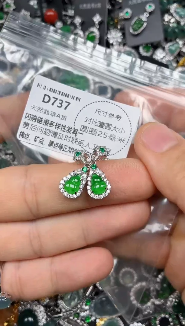 颈饰未镶嵌翡翠D737耳钉