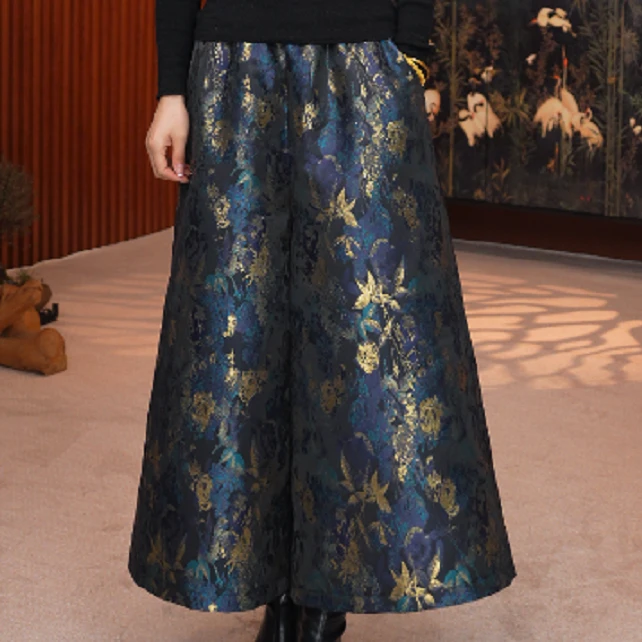 25-K03【艳艳专属】新中式浮雕提花女春秋新款花苞裤休闲百搭裤