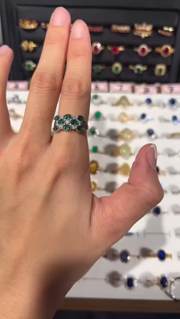 【闪购商品】祖母绿戒指银S925镶嵌1535