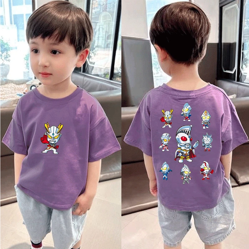 夏季纯棉男童酷帅短袖奥特曼新款休闲圆领宽松简约时尚打底衫t恤