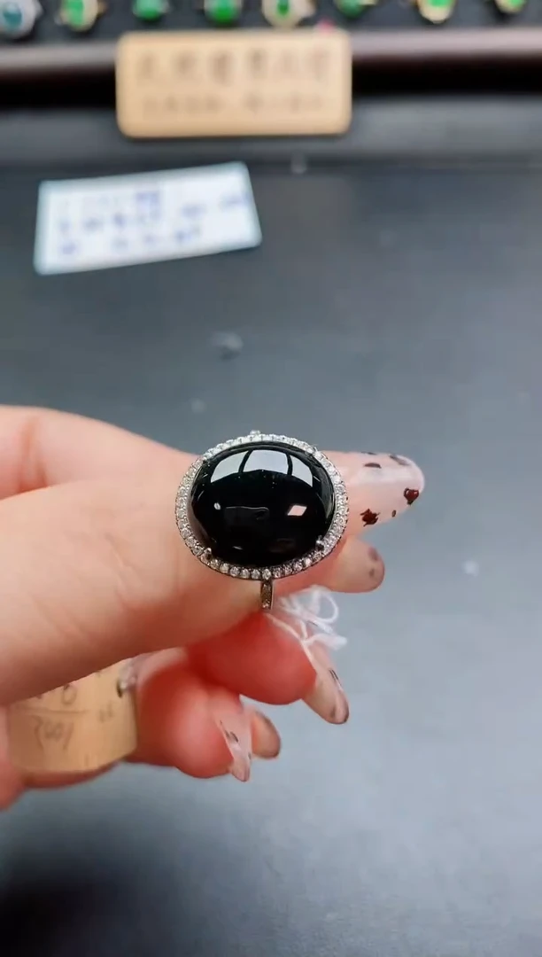 银S925镶嵌戒指翡翠1