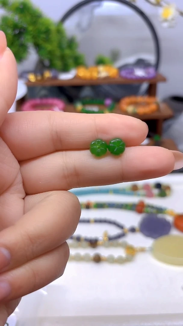 银S925镶嵌和田玉耳饰E881