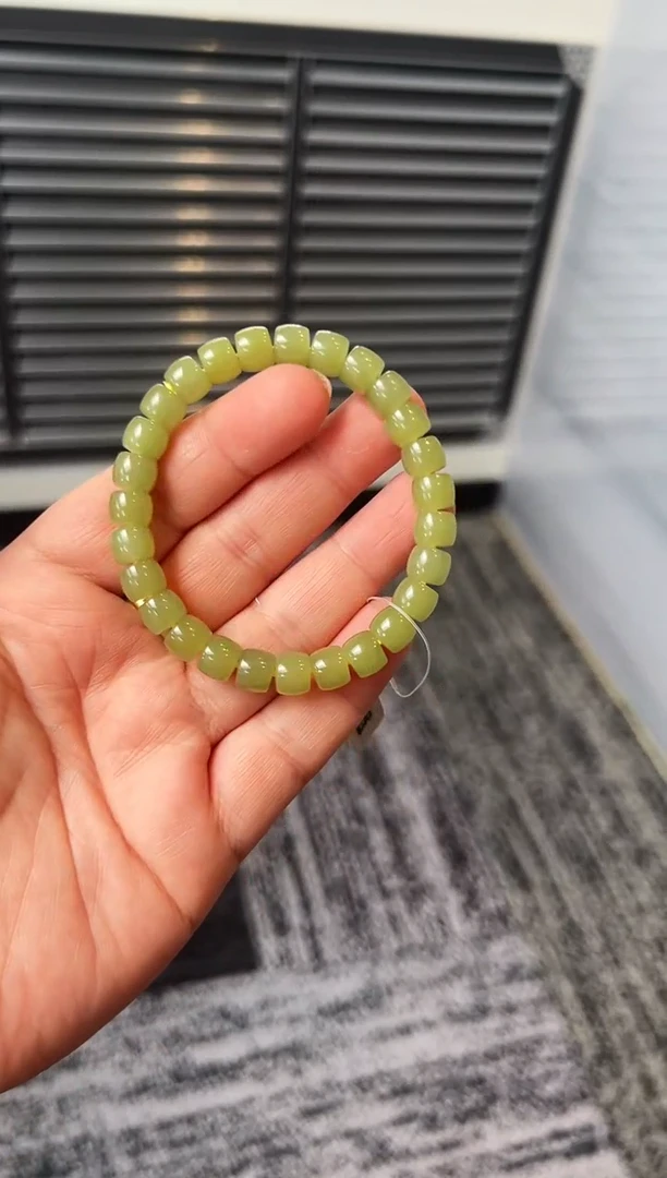 未镶嵌手串和田玉若羌青黄口直切手串卡7*8