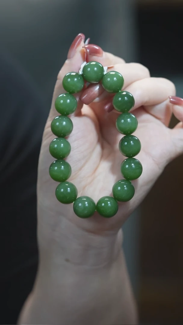 未镶嵌手链和田玉圆珠卡14