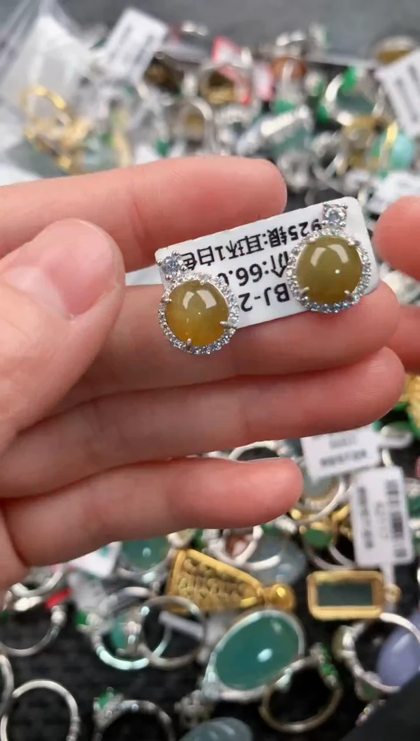 银S925镶嵌戒指翡翠333---8