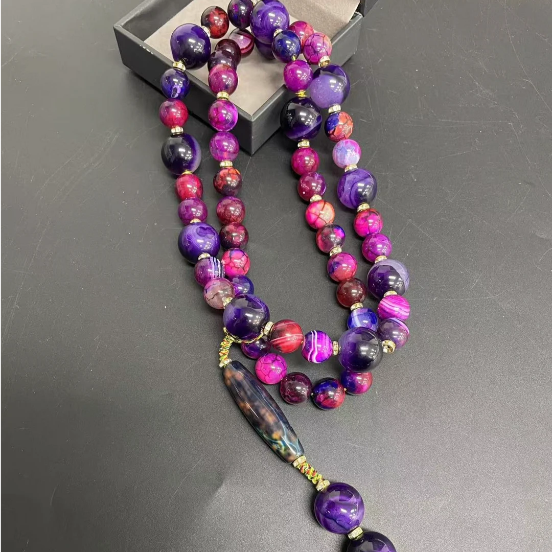 【小杰推荐】星际蓝紫多色龙鳞圆珠项链（多样性发其一）9354