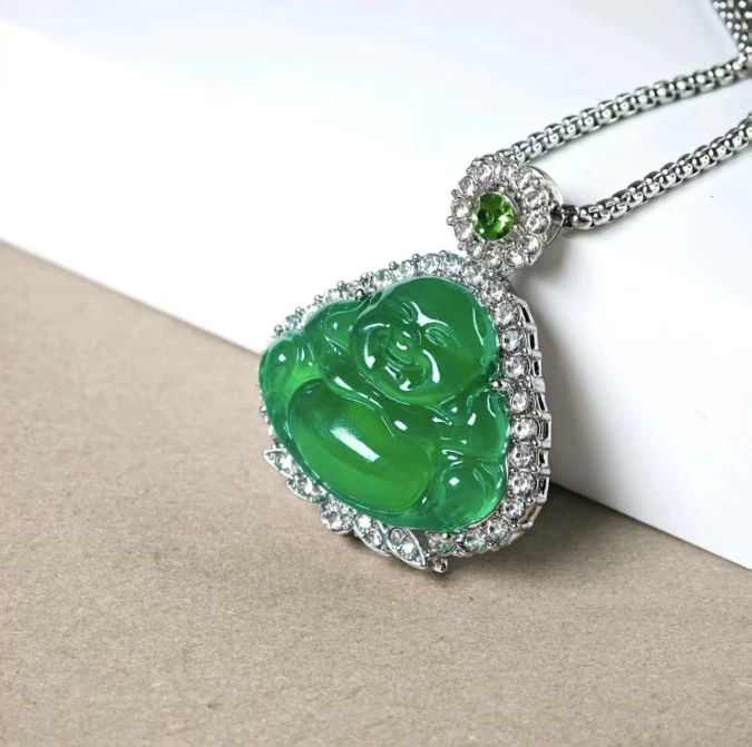 【福满满珠宝】F038-DIY配件-精美设计款绿佛公吊坠-多样性发其一