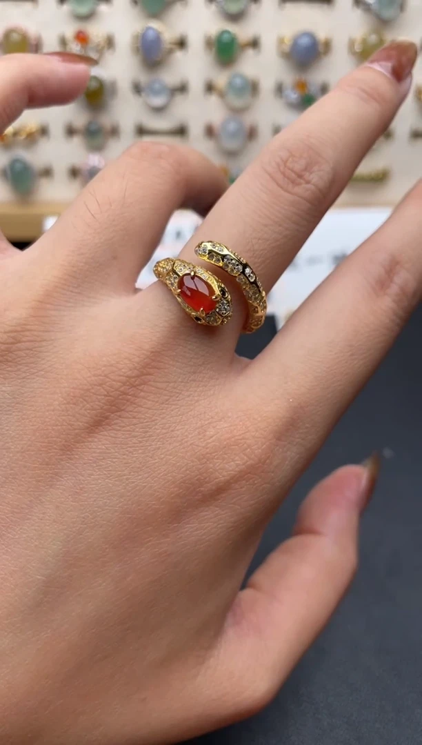 翡翠戒指银S925镶嵌一物一证一礼盒