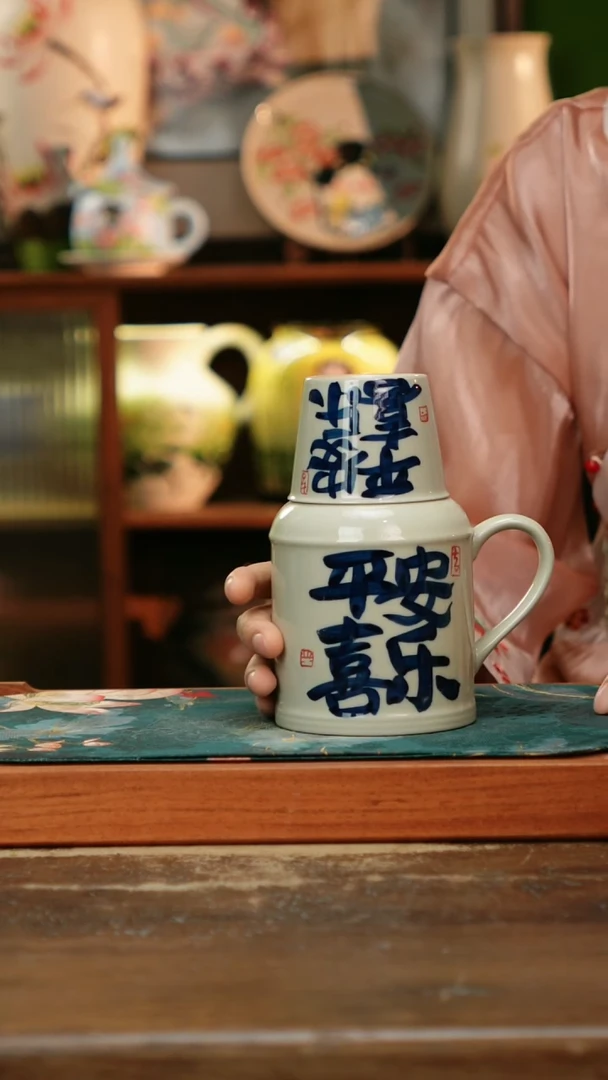 瓷片景德镇纯手工釉下彩精品茶具水杯