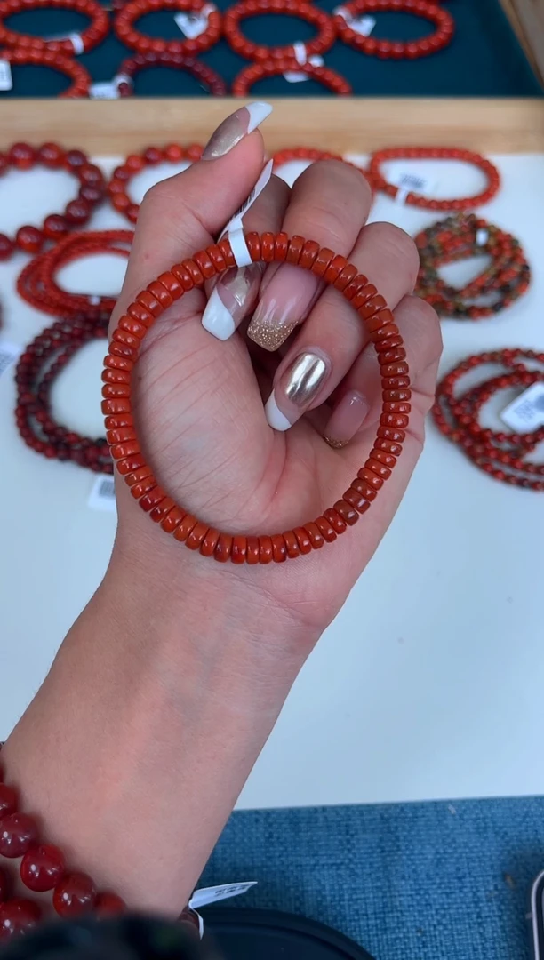 手串未镶嵌南红玛瑙A05药片双色锦单圈