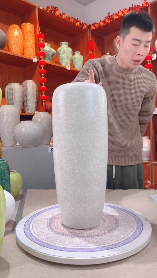 【闪购商品】瓶茶白50cm落地 陶瓷花瓶 无花