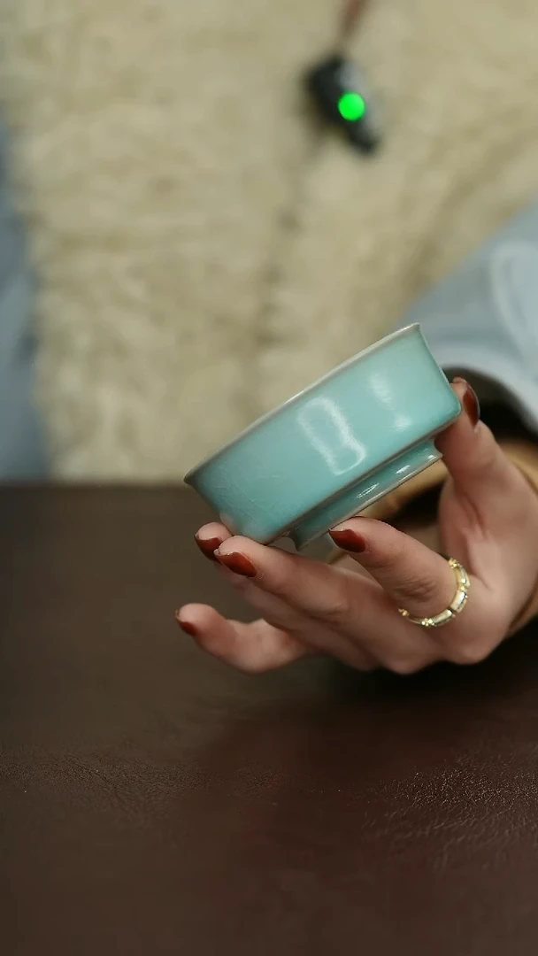 摆件瓷汝宋汝瓷原矿釉 马蹄杯