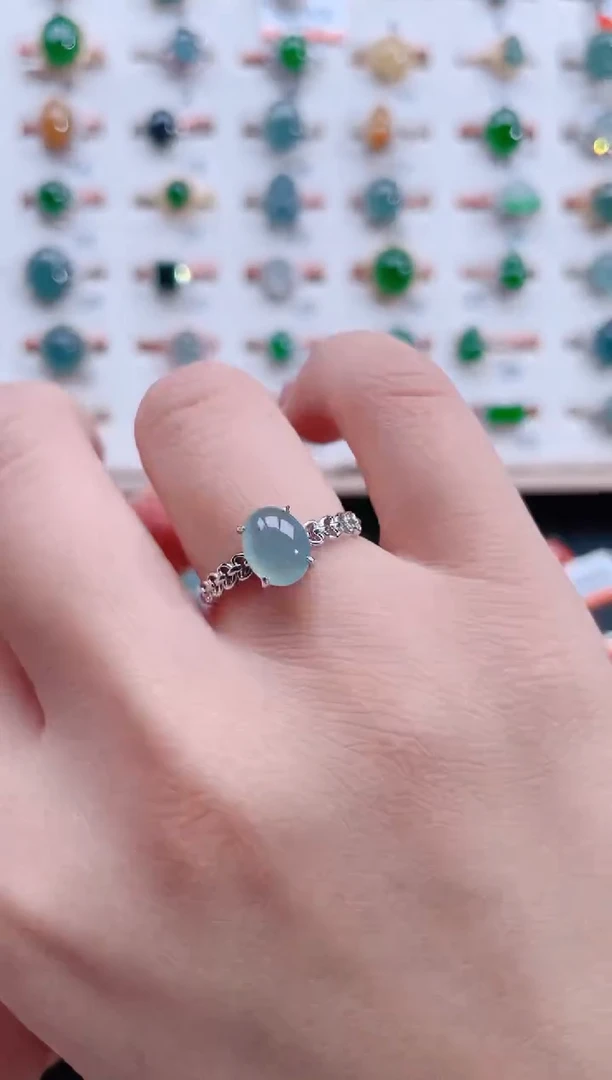 银S925镶嵌戒指翡翠天然翡翠