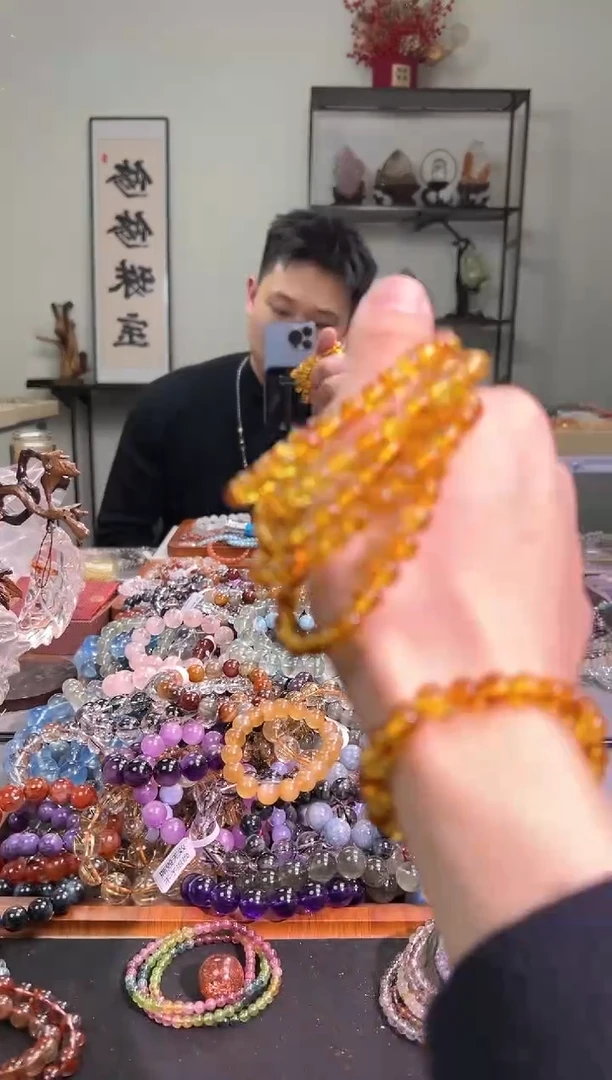 【闪购商品】琥珀（花珀）手串未镶嵌7±mm花珀手串（多样性发其一）