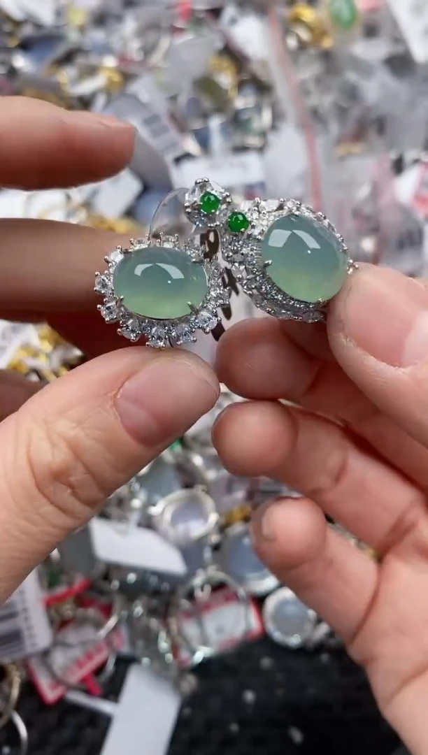 银S925镶嵌戒指翡翠555    9