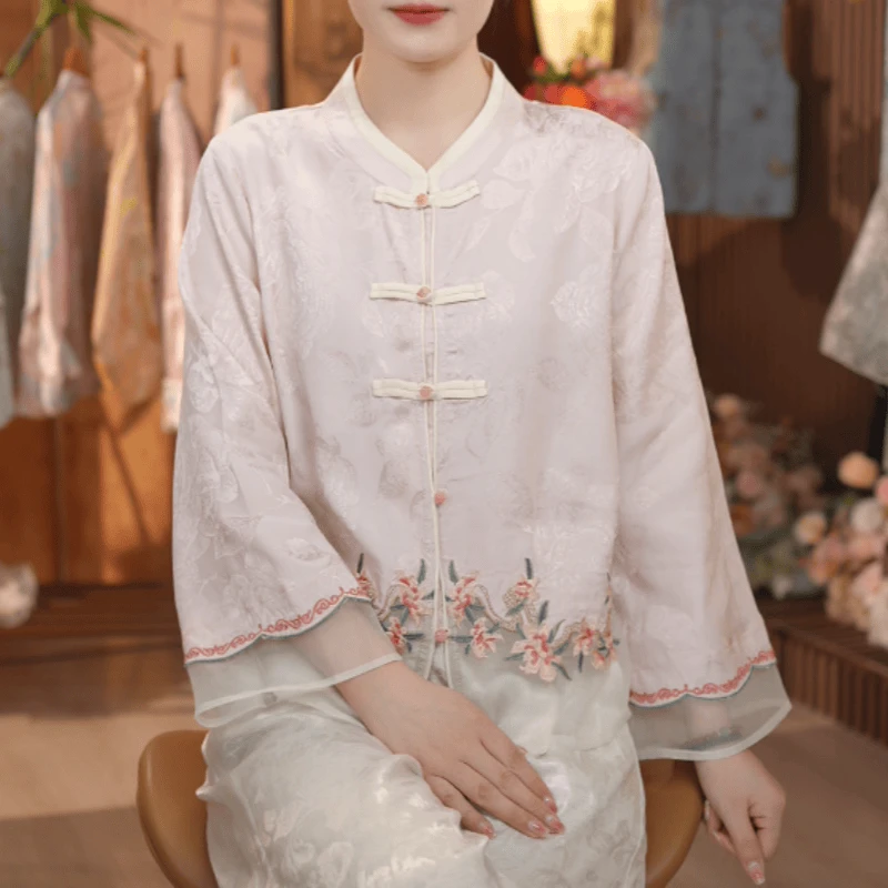 【羞花】新中式气质春季上新女款百搭高端羞花上衣