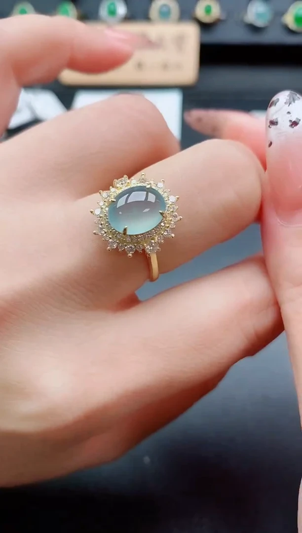 银S925镶嵌戒指翡翠1