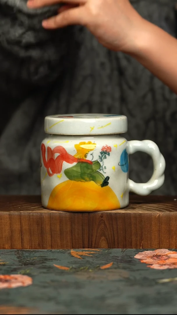 杯釉下彩手工手绘同款陶器