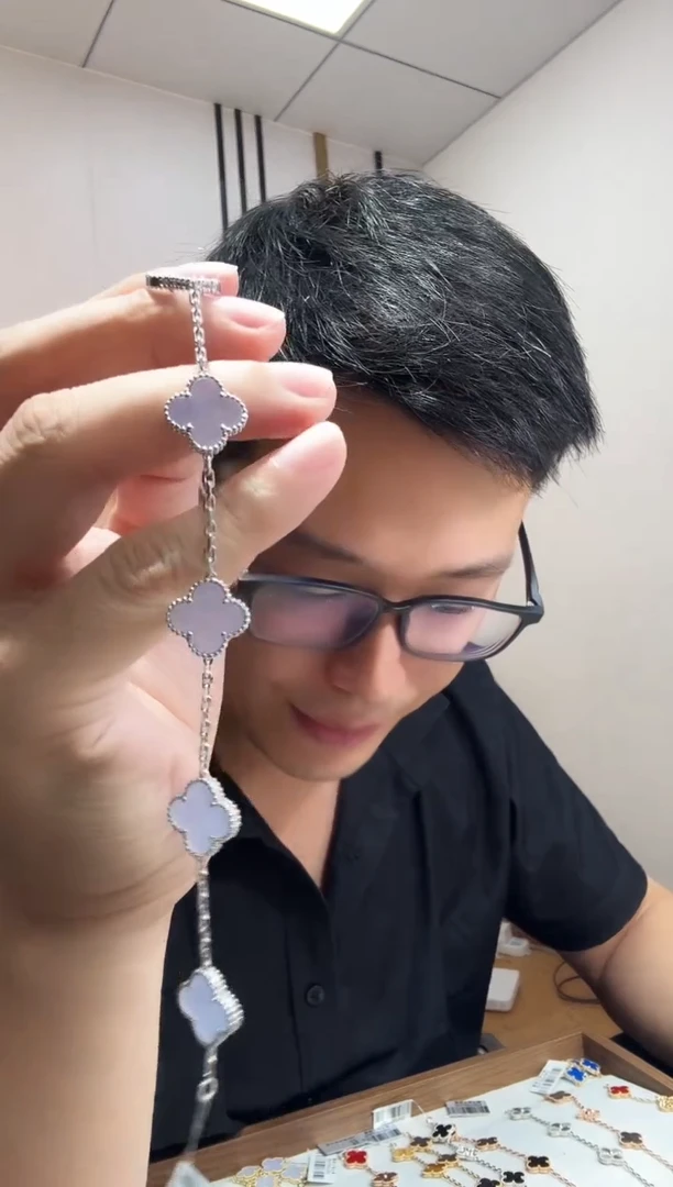 玛瑙/玉髓手链18K金镶嵌紫色k白，五花手链GHJ24版