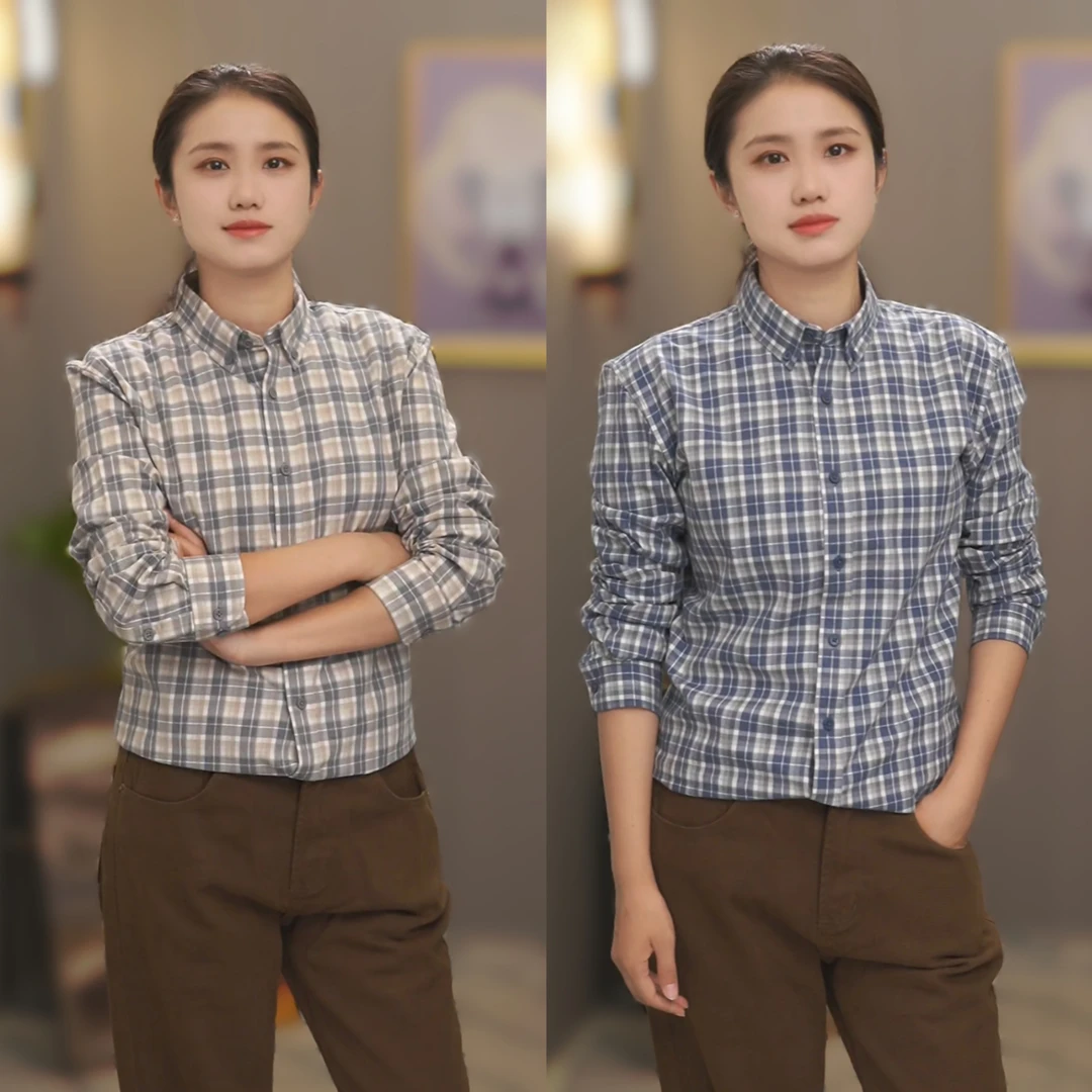 2025秋季纯棉长袖衬衫可机洗常规款男士日常时尚格子新款衬衣格纹