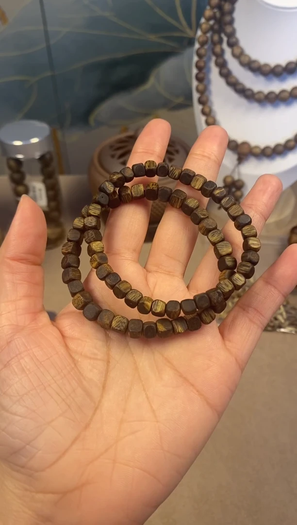 沉香手串小方糖珠卡6规格3克