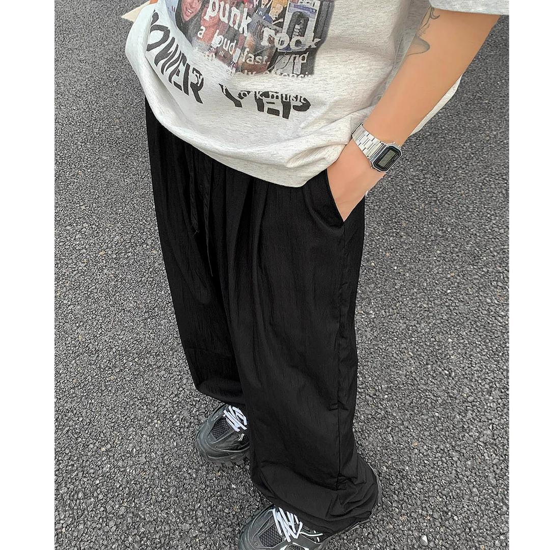 日系直筒黑色冰丝山本裤男女垂感裤子阔腿拖地裤设计感休闲长裤