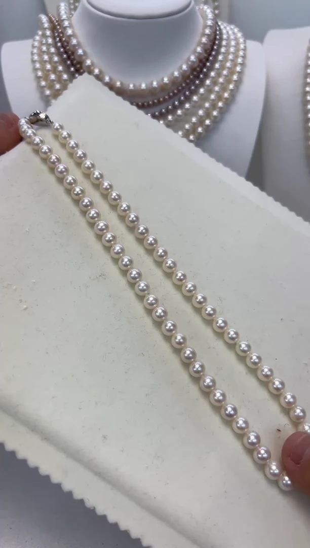 【闪购商品】淡水珍珠颈饰银S925镶嵌6.5-7.5mm