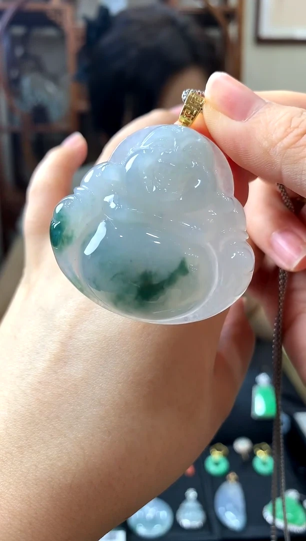 翡翠18K金镶嵌吊坠(不含链)挂件