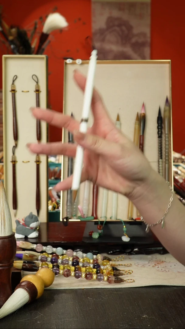 4号孤品高货毛笔链接 清水试笔 蘸墨不退