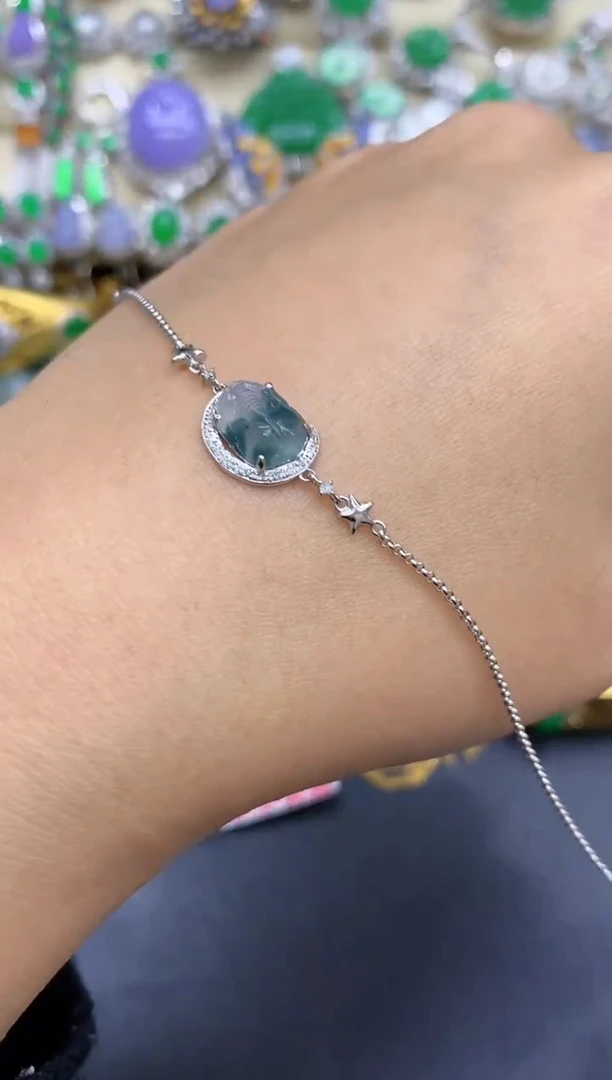 18K金镶嵌手链翡翠292-中国好珍宝