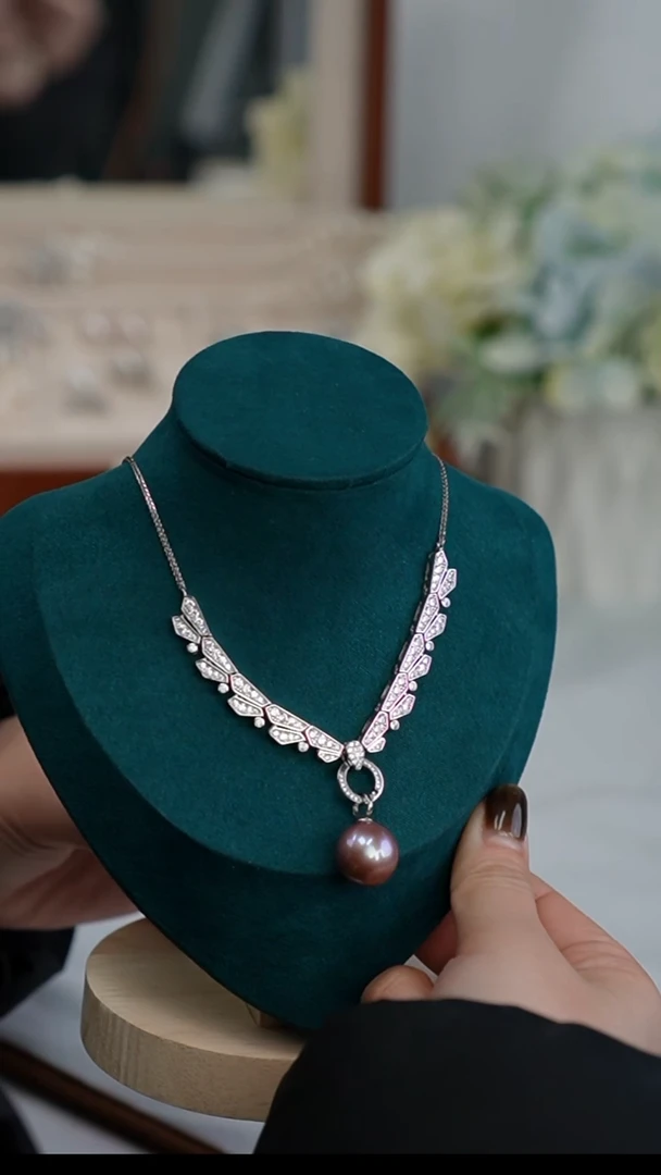 【闪购商品】淡水珍珠项链银S925镶嵌项链 14.5mm