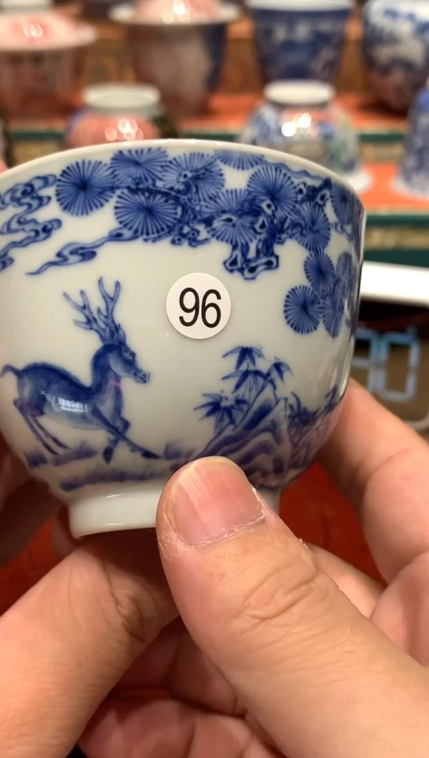 杯子96青花松鹤杯额额